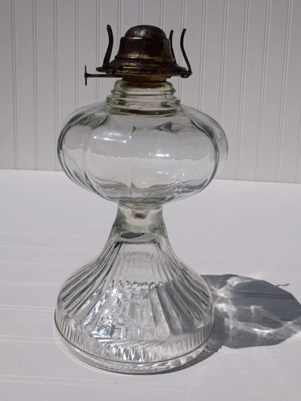 Vintage Anchor Hocking Clear Glass Kerosene Oil Lamp 18